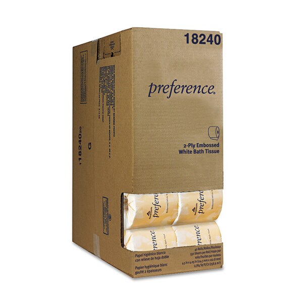 Georgia Pacific Professional Two-Ply Embossed Bath Tissue, Dispenser Box, White, 550 Sht/Roll, PK40 18240/01